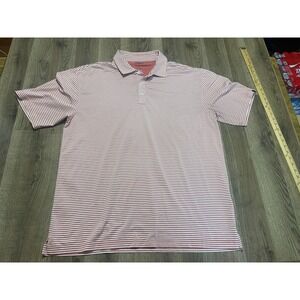 Oxford Shirt, Men's Size XXL, White Red, Striped, Polo, Short Sleeve